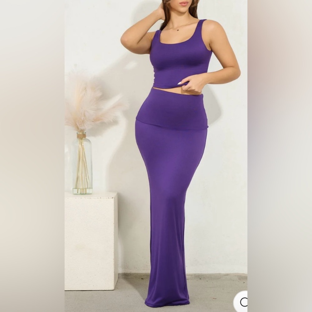Elegant Purple Women's Skirt Set